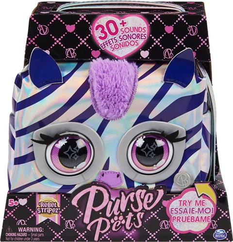 Purse Pets - Metallic Bag - Zebra - Interactief speelgoedtas meer dan 30 geluiden en lichteffecten