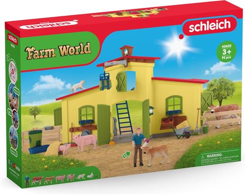 schleich FARM WORLD - Grote stal, geel - Boerderij Speelgoed - 42605