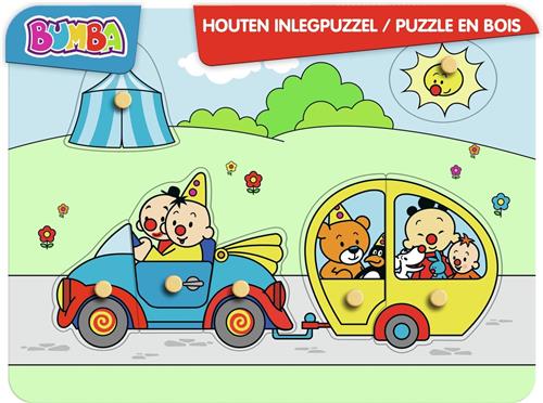 Bumba houten puzzel met nopjes - Inlegpuzzel - Auto - 7 stukken