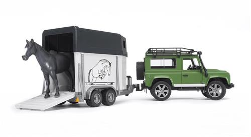 Bruder Land Rover Defender incl. paardentrailer en paard