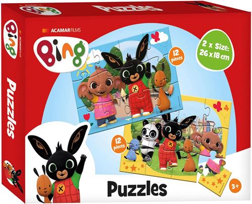 Bing puzzel 2x12 stukjes educatief kleuter speelgoed kinderpuzzel leren puzzelen - cadeautip puzzel 3 jaar en ouder - Bambolino Toys