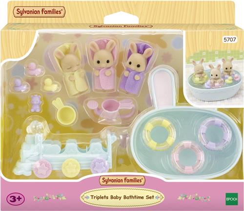 Sylvanian Families 5707 Drieling BABY Creme Konijn Badspeelset- inclusief 3 fluweelzachte baby speelfiguren