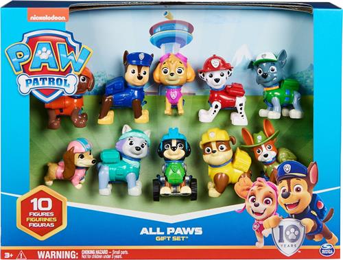 PAW Patrol 10e verjaardag - Alle poten aan dek-cadeauset met 10 PAW Patrol-speelfiguren