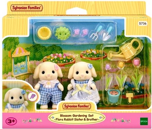 Sylvanian Families 5736 Tuinierenset Bloemen Hangoorkonijn Broer& Zus- 2 fluweelzachte speelfiguren