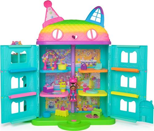 Gabby's Poppenhuis - Gabby's Feest Poppenhuis - +60cm hoog - vanaf 3 jaar - met speelfiguren poppenhuismeubels en 6 geluidseffecten