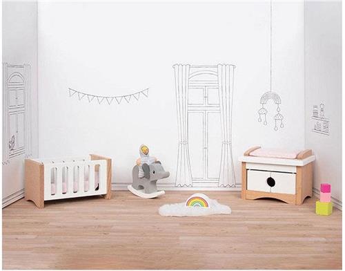 Goki Houten Poppenmeubels Babykamer, 12dlg.