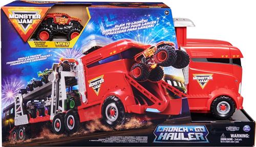 Monster Jam - officiële 2-in-1 Launch N Go Hauler-speelset en opbergdoos met unieke monstertruck schaal van 1:64