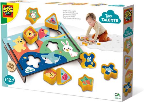 SES - Tiny Talents - Vormenstoof puzzel - spelenderwijs leren - Montessori - vormen combineren - met leuke illustraties