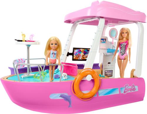 Barbie Droomboot - Speelset met barbie meubels en glijbaan