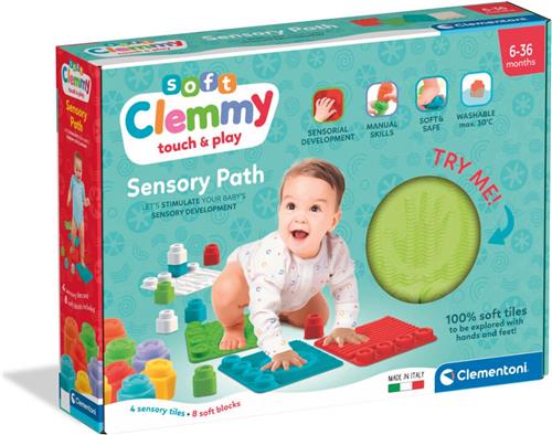 Clementoni Soft Clemmy - Sensory Path - Speelkleed - Baby Speelmat - Met Stapelblokken - 6-36 maanden