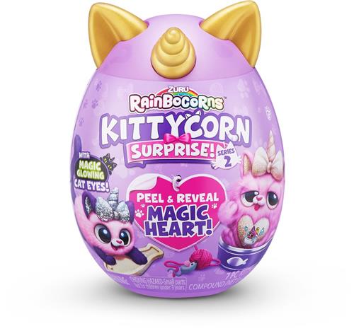 ZURU Rainbocorns Kittycorn Surprise Serie 2 - Verrassingsei Uitpakken - Paars - Kitten Kat Pluche Knuffel - Cadeau-Idee - 20x14 cm - Vanaf 3 Jaar