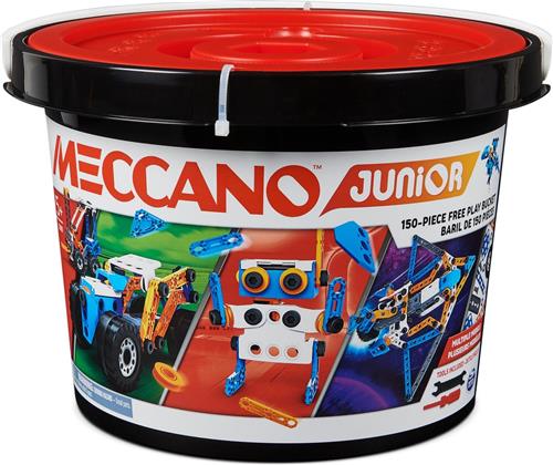 Meccano - Junior 150-delig S.T.E.A.M.-modelbouwpakket in emmer om vrij mee te spelen