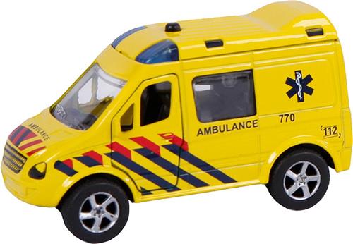 2-play Ambulance Pull-back Met Licht En Geluid 11 Cm Geel