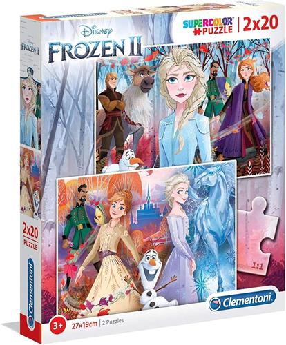 Clementoni - Puzzel 2X20 Stukjes Frozen 2, Kinderpuzzels, 4-6 jaar, 24759