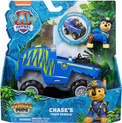 PAW Patrol Jungle Pups - Chase's Tijger-voertuig - speelgoedauto met speelfiguur