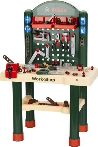 Klein Toys Bosch werkbank 82 delig  houtlook met leerfunctie  veel accessoires