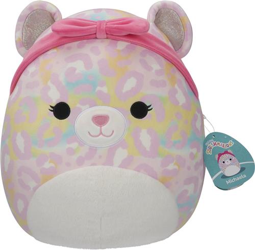 Squishmallows - Michaela Pink Rainbow Leopard W/Pink Headband 30cm Plush