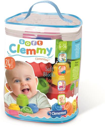 Clementoni Soft Clemmy - Stapelblokken - Baby Blokken - 24 Zachte Speelblokken - 6-36 maanden