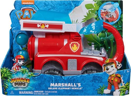 PAW Patrol Jungle Pups - Marshall's Olifant-brandweerwagen met projectielwerper - speelgoedauto met speelfiguur