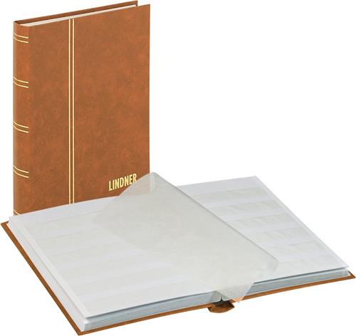 Lindner 1159 Postzegelalbum - Bruin - KLEIN formaat - 32 blz. witte bladen - Postzegels - insteekalbum - insteek - compact  stockboek