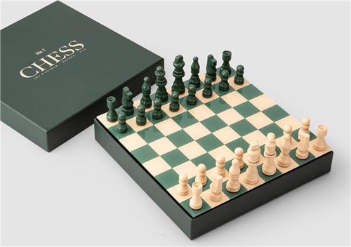 Printworks The Art Of Chess - Luxe Schaakspel - Design Spel - Decoratief - groen/wit