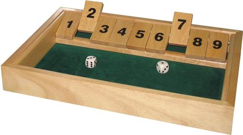 Hot games Shut the box groot 9 cijfers 34x24x3cm hout