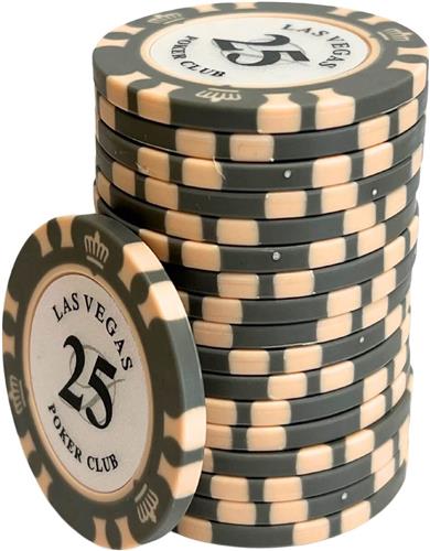 Las Vegas poker club Poker Chips 25 donkergrijs (25 stuks) - pokerfiches - poker fiches - clay chips - pokerspel - pokerset - poker set