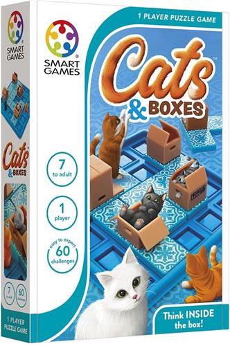 SmartGames - Cats & Boxes - 60 opdrachten - Denkspel voor één speler - Katten