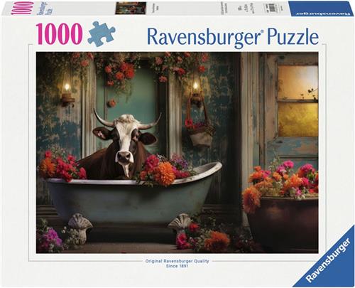 Ravensburger puzzel The cow in the bathtub - Legpuzzel - 1000 stukjes