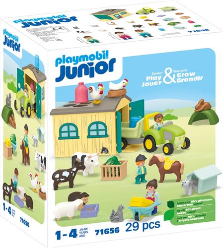 PLAYMOBIL Junior PROMO: Boerderijavontuur met tractor, aanhanger en dieren vrienden - 71656