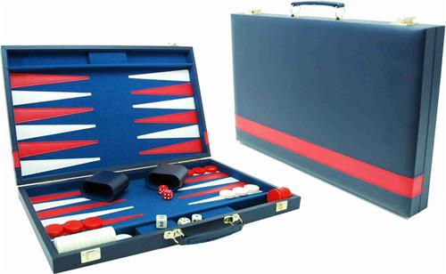 Hot sports Backgammon koffer blauw 46x58