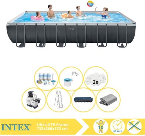 Intex Ultra XTR Frame Zwembad - Opzetzwembad - 732x366x132 cm - Inclusief Onderhoudspakket, Filterbollen en Skimmer