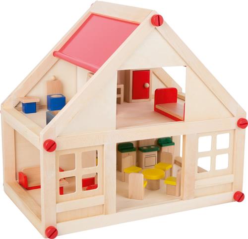 Small Foot - Houten Poppenhuis met Meubeltjes, 23dlg.