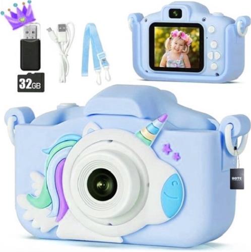 BOTC Kindercamera - 32GB SD-kaart - Digitale Kindercamera HD 1080p - Fototoestel voor Kinderen - Blauw