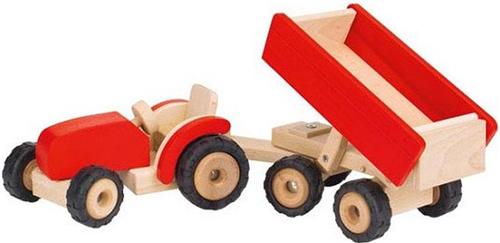 Goki Houten Tractor met Aanhanger