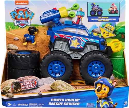 PAW Patrol Reddingswagens - Power Haulin' Cruiser van Chase - speelgoedtruck met werper, gemotoriseerde takel, lichten en geluiden