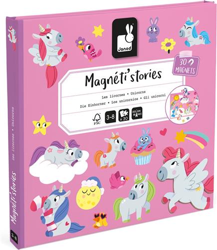 Janod - Magneti Stories Eenhoorns - Magneetboek - Inclusief 30 Magneten - Geschikt vanaf 3 Jaar