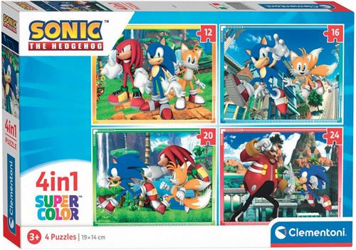 Clementoni Sonic Puzzel - Kinderpuzzel - 4-in-1 puzzel - Vanaf 3 jaar