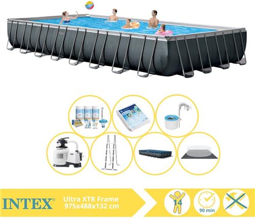 Intex Ultra XTR Frame Zwembad - Opzetzwembad - 975x488x132 cm - Inclusief Onderhoudspakket, Glasparels en Skimmer