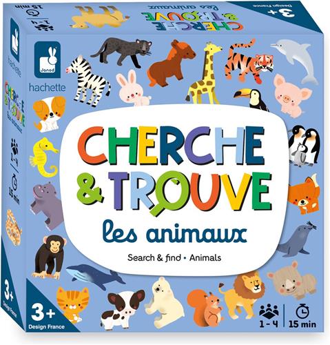 Janod Spel - Zoek En Vind Spel - Dieren - Ga Op Zoek Naar Alle Dieren! - Dubbelzijdig Speelbord In 4 Delen - Geschikt Vanaf 3 Jaar