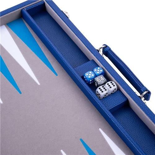 Backgammon 15 ", grijs/blauw/wit ingelegd vilt