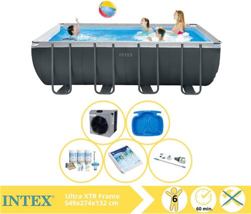 Intex Ultra XTR Frame Zwembad - Opzetzwembad - 549x274x132 cm - Inclusief Onderhoudspakket, Glasparels, Stofzuiger, Voetenbad en Warmtepomp CP