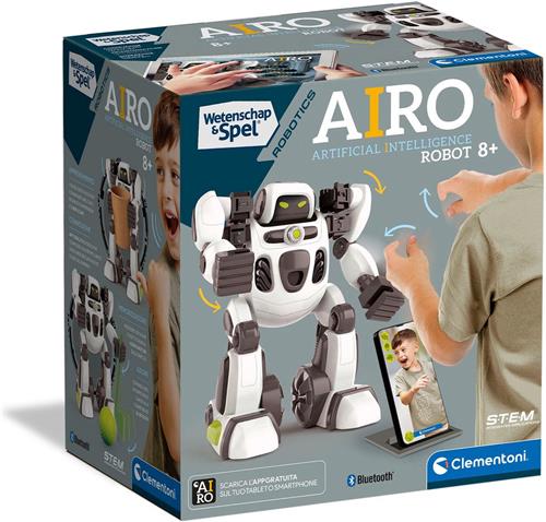 Clementoni - Interactieve robot - AIRO - AI gedreven robot - STEM speelgoed - Gebaren aanleren - Bluetooth en app functie - Vanaf 9 jaar