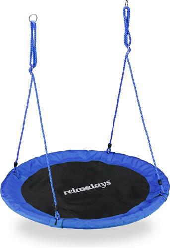 Relaxdays Nestschommel - vogelnestschommel - buiten schommel - 110 cm - kinderschommel - blauw