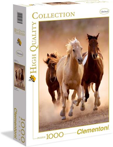 Clementoni - Puzzel 1000 Stukjes - High Quality - Rennende paarden - Puzzel voor volwassenen