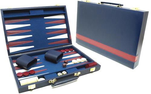 Hot sports Backgammon koffer blauw 38x24