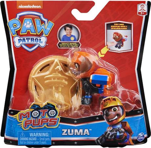 PAW Patrol Moto Pups Zuma rescue pup verzamelfiguur + politie badge