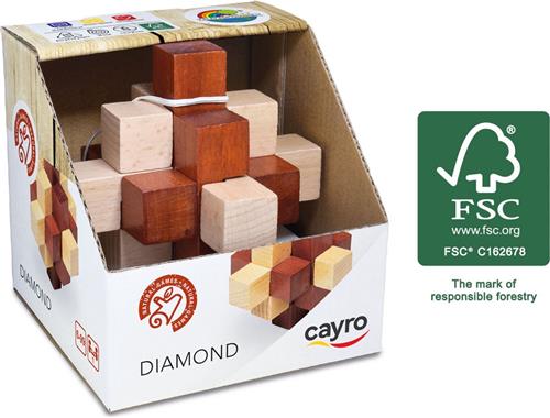 Cayro - Diamond Diamant Puzzel - Hout - Breinbreker - 10x10 CM - Geschikt vanaf 6 Jaar