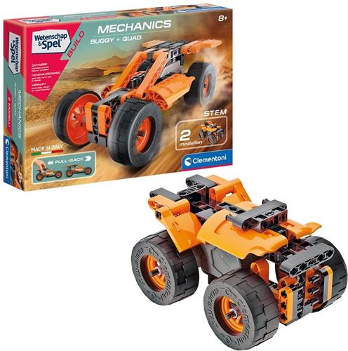 Clementoni - Mechanica Laboratorium - Pull Back Buggy En Quad - Constructiespeelgoed STEM, bouwset voor kinderen