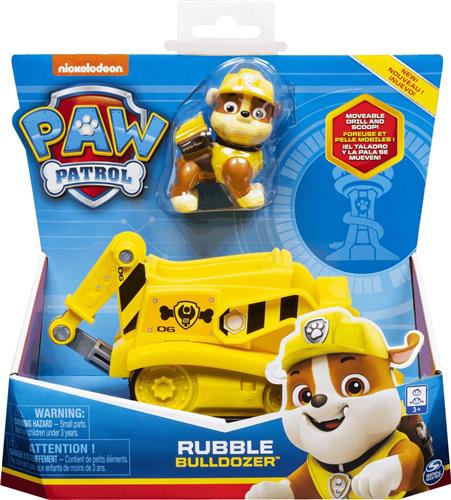 PAW Patrol - Rubbles Bulldozer - speelgoedauto met speelfiguur - 68% gerecycled plastic - duurzaam speelgoed